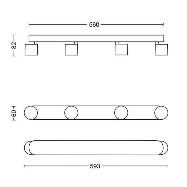 Bande Linéaire avec 4 Spots Orientables STAR 4x4,5W Lumière Chaude 2700K 2000lm IP20 | LéonLeds
