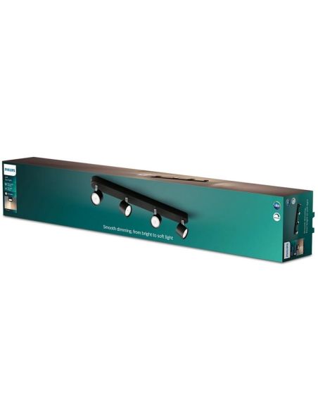 Regleta Lineal de 4 Focos Orientables STAR 4x4.5W Luz Cálida 2700K 2000lm IP20 | LeonLeds