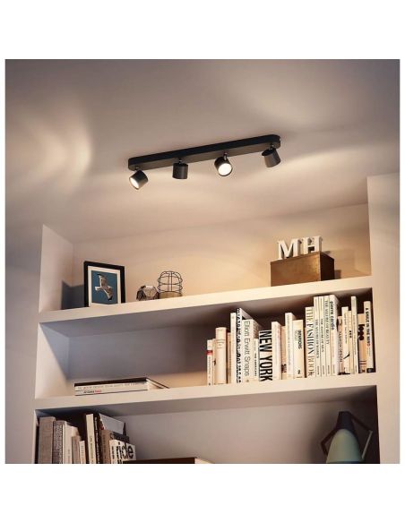 Regleta Lineal de 4 Focos Orientables STAR 4x4.5W Luz Cálida 2700K 2000lm IP20 | LeonLeds