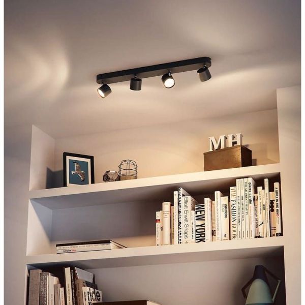 Bande Linéaire avec 4 Spots Orientables STAR 4x4,5W Lumière Chaude 2700K 2000lm IP20 | LéonLeds