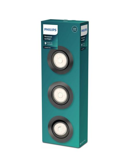 Pacote de 3 focos LED redondos embutidos DONEGAL Bulb excl. 5,5W IP20 Cinza Ø90mm | LeonLeds