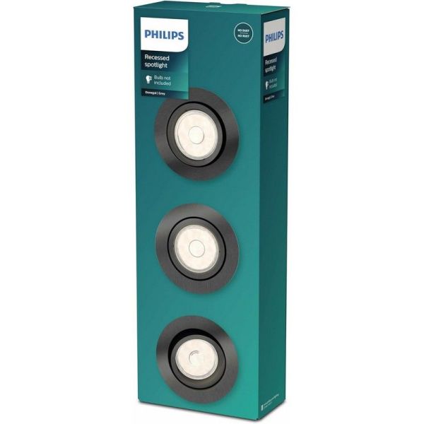 Pack de 3 Spots LED Ronds Encastrables DONEGAL Ampoule excl. 5,5W IP20 Gris Ø90mm | LéonLeds