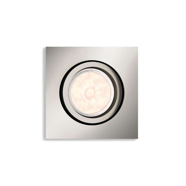 Spot LED Encastrable Carré DONEGAL Ampoule excl. 5,5W IP20 Nickel Ø90mm | LéonLeds