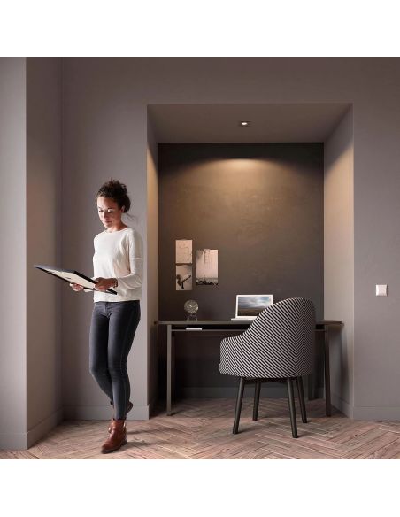 Foco LED Empotrable Cuadrado DONEGAL Bombilla excl. 5,5W IP20 Níquel Ø90mm | LeonLeds