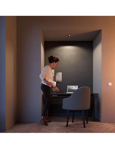 Foco LED Empotrable Cuadrado DONEGAL Bombilla excl. 5,5W IP20 Níquel Ø90mm | LeonLeds