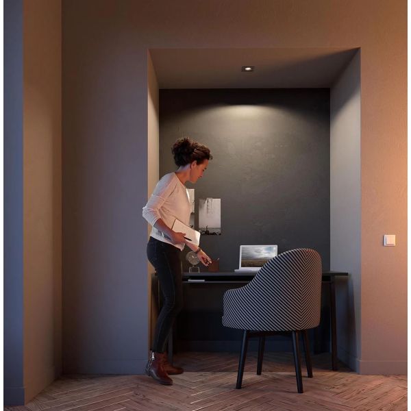 Foco LED quadrado embutido DONEGAL Lâmpada excl. 5,5W IP20 Níquel Ø90mm | LeonLeds