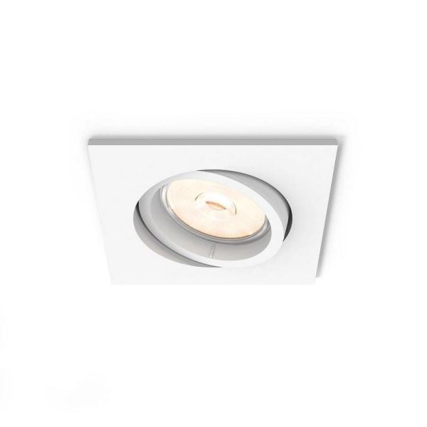 ENNEPER Refletor LED quadrado embutido excl. 1xGU10 5,5W Branco Ø90mm | LeonLeds
