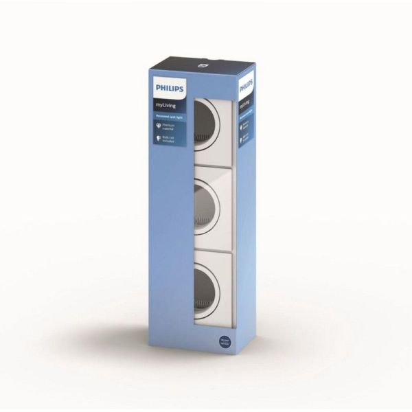 Pack de 3 Spots LED Encastrables Carrés DONEGAL Ampoule excl. 5,5W IP20 Blanc Ø90mm | LéonLeds