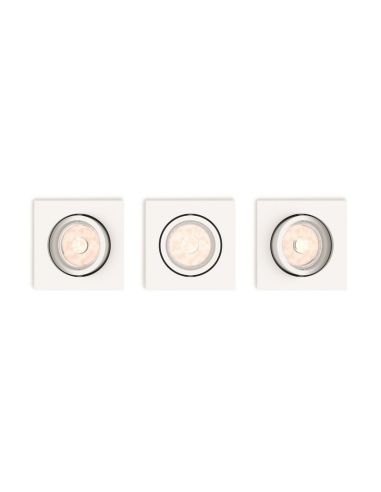 Pacote de 3 focos LED quadrados embutidos DONEGAL Bulb excl. 5,5W IP20 Branco Ø90mm | LeonLeds