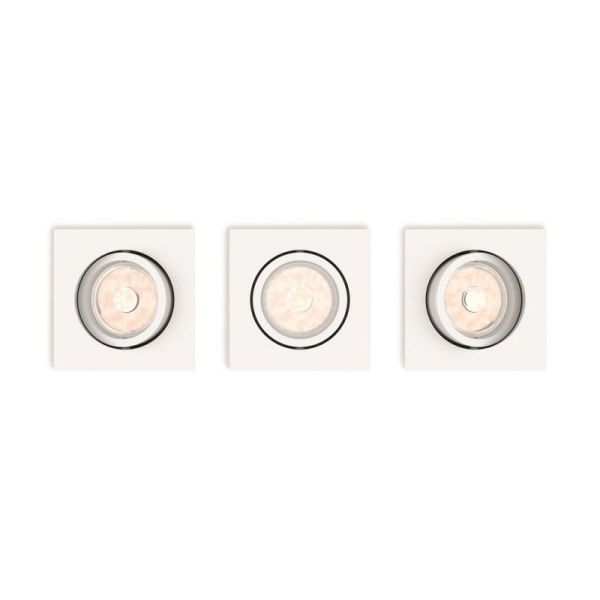 Pack 3 Focos LED Empotrables Cuadrados DONEGAL Bombilla excl. 5,5W IP20 Blanco Ø90mm | LeonLeds
