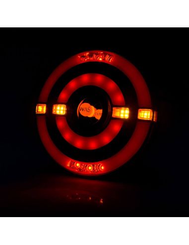 Feu arrière LED rond avec 3 fonctions 12V 24V W208DD 1438 DD L/P | LéonLeds