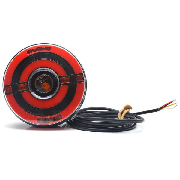 Feu arrière LED rond avec 3 fonctions 12V 24V W208DD 1438 DD L/P | LéonLeds