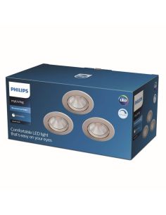 Pack 3 Downlight LED Empotrables SPARKLE 5.5W 2700K 350lm Ø85mm IP20 Níquel | LeonLeds 2