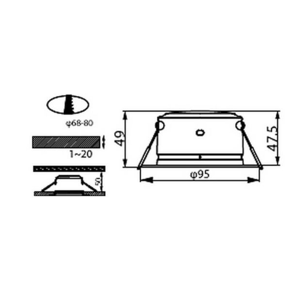 DIAMOND CUT G2 Embutida LED Downlight 3.5W Luz Quente 3000K Ø95mm Preto | LeonLeds