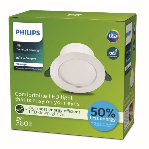 DIAMOND CUT Downlight LED Classe A Embutida 2W 3000K Ultra Eficiente Ø95mm | LeonLeds