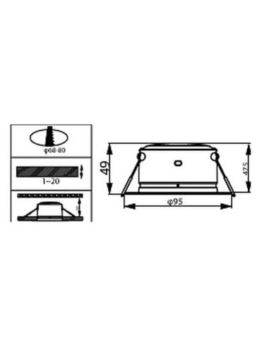 DIAMOND CUT Downlight LED Classe A Embutida 2W 3000K Ultra Eficiente Ø95mm | LeonLeds