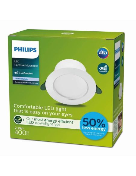 Downlight LED Empotrable DIAMOND CUT Clase A 2,2W 3000K Ultra Eficiente Ø105mm | LeonLeds