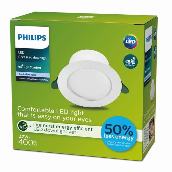 Downlight LED embutido classe A DIAMOND CUT 2.2W 3000K Ultra Eficiente Ø105mm | LeonLeds