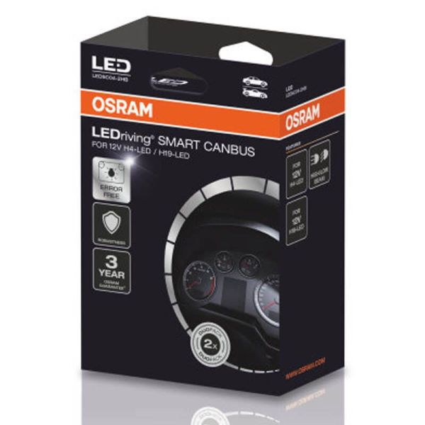 Elimina fallos para Bombillas LED H4 y H19 LEDSC04 Pack 2 Unidades LEDriving Smart Canbus 12W Osram