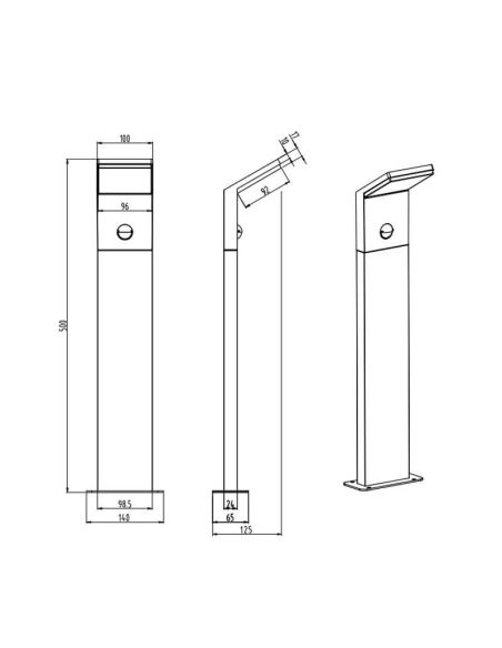 Farol LED externo PEARL com sensor de movimento altura 50cm 8W 3000K | LeonLeds