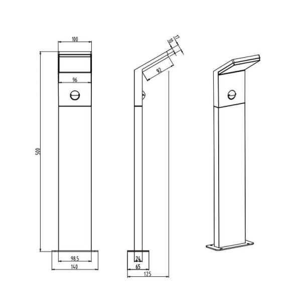 Balise d'Extérieur LED PEARL avec Détecteur de Mouvement Hauteur 50cm 8W 3000K| LéonLeds