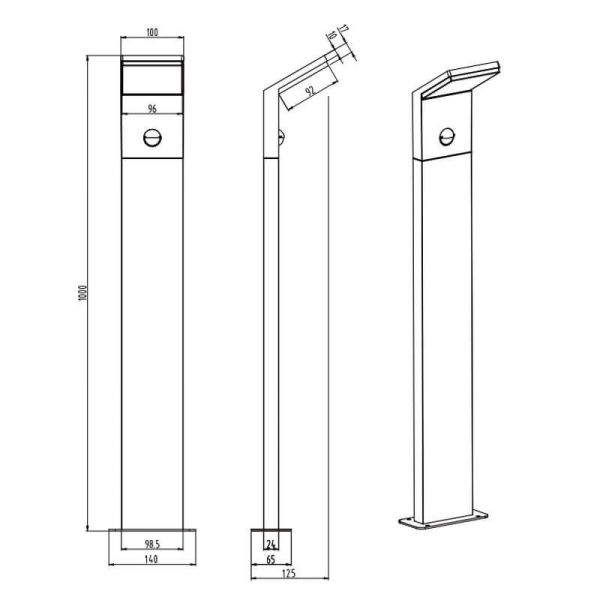 PEARL LED Outdoor Post Motion Sensor 8W 3000K IP54 Jardins e pátios | LeonLeds