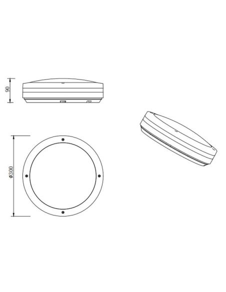 PIAVE Plafonnier LED Extérieur Rond Détecteur de Mouvement 11W 1180lm 3000K IP54 Noir Ø30cm | LéonLeds