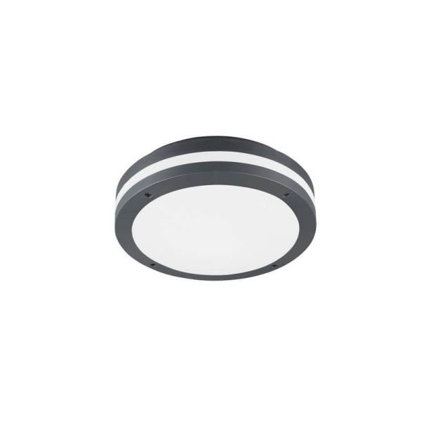 Plafón LED Exterior Redondo PIAVE Sensor Movimiento 11W 1180lm 3000K IP54 Negro Ø30cm | LeonLeds