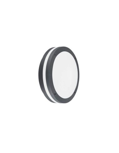 Plafón LED Exterior Redondo PIAVE Sensor Movimiento 11W 1180lm 3000K IP54 Negro Ø30cm | LeonLeds