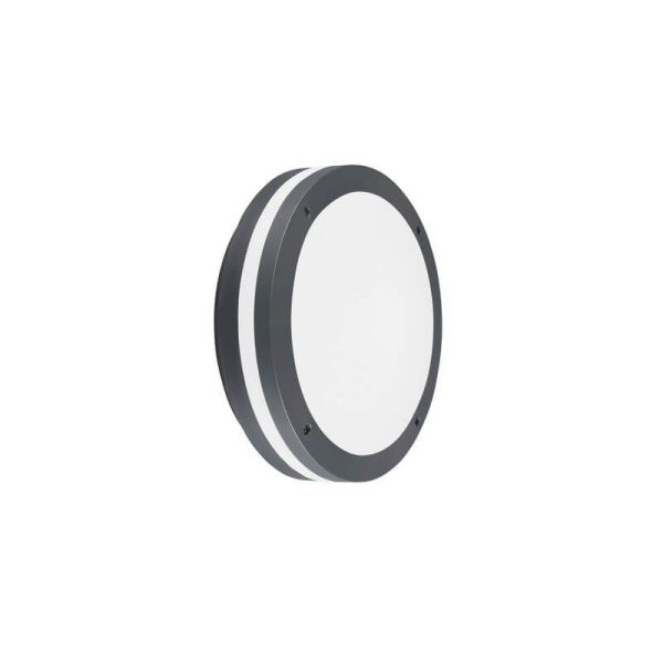 Plafón LED Exterior Redondo PIAVE Sensor Movimiento 11W 1180lm 3000K IP54 Negro Ø30cm | LeonLeds