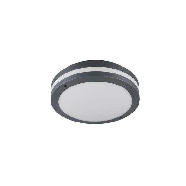 Plafón LED Exterior Redondo PIAVE Sensor Movimiento 11W 1180lm 3000K IP54 Negro Ø30cm | LeonLeds