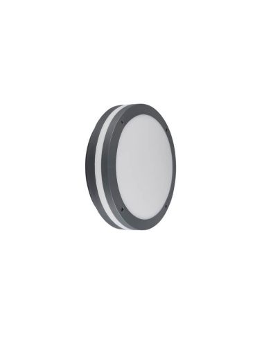 Plafón LED Exterior Redondo PIAVE Sensor Movimiento 11W 1180lm 3000K IP54 Negro Ø30cm | LeonLeds