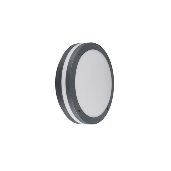 Plafón LED Exterior Redondo PIAVE Sensor Movimiento 11W 1180lm 3000K IP54 Negro Ø30cm | LeonLeds
