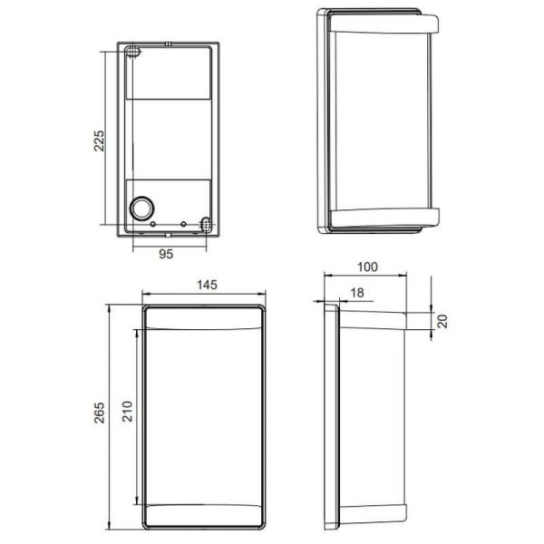 Aplique de Pared Exterior PUELO Rectangular Bombilla excl. E27 max. 10W Negro | LeonLeds
