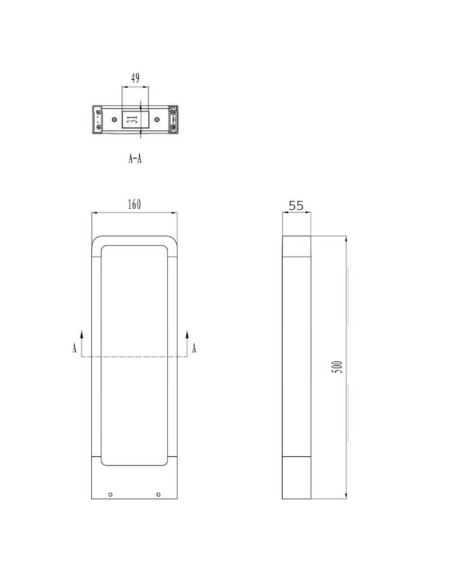 Baliza LED Exterior RENO Moderno y Minimalista 50cm 4,5W 450lm 3000K IP54 Antracita | LeonLeds
