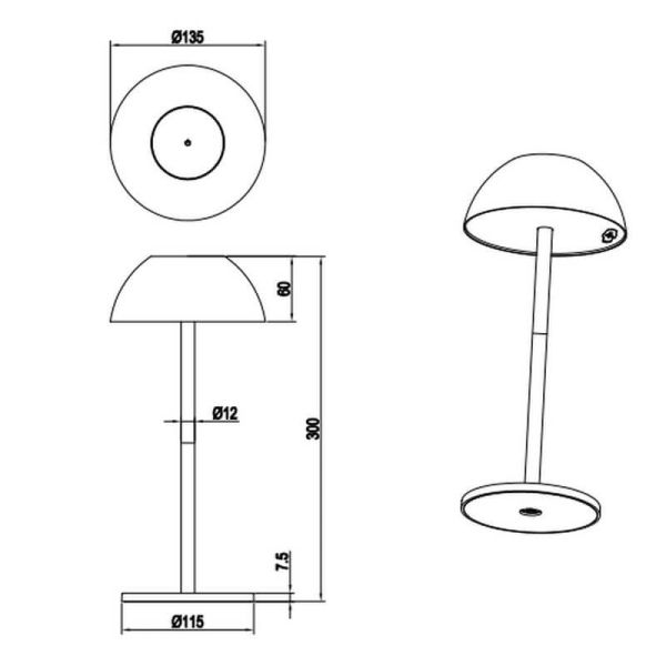 Lámpara Sobremesa LED Exterior RICARDO Batería Recargable Gris | LeonLeds