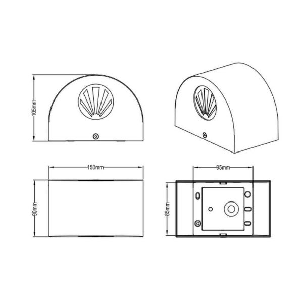 Aplique LED Exterior Pequeño ROSARIO Luz Arriba y Abajo 2W 2x200lm 3000K IP44 Negro | LeonLeds