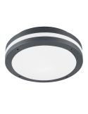 Plafón LED Exterior Redondo PIAVE Sensor Movimiento 11W 1180lm 3000K IP54 Negro Ø30cm | LeonLeds