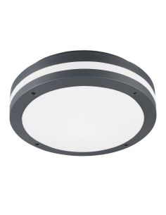 PIAVE Plafonnier LED Extérieur Rond Détecteur de Mouvement 11W 1180lm 3000K IP54 Noir Ø30cm | LéonLeds