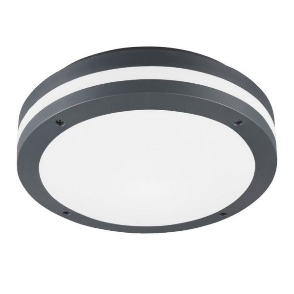 Plafón LED Exterior Redondo PIAVE Sensor Movimiento 11W 1180lm 3000K IP54 Negro Ø30cm | LeonLeds