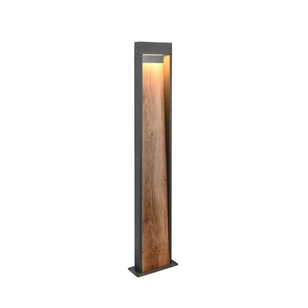 Poste LED Exterior Acabado Madera SALMON 11W 3000K IP44 | LeonLeds