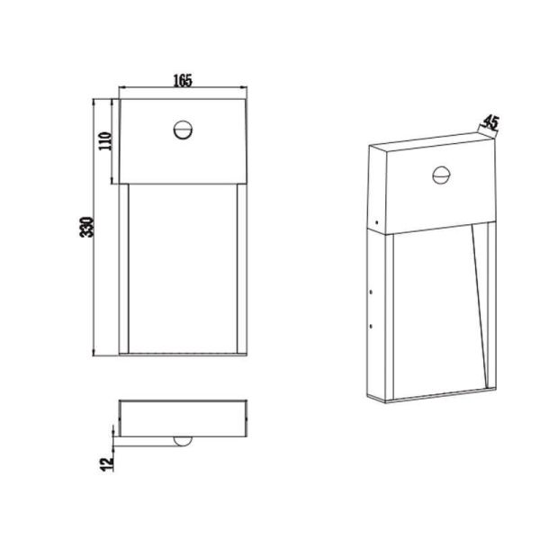Aplique LED para exterior SALMON com sensor de movimento 11W 3000K IP44 | LeonLeds