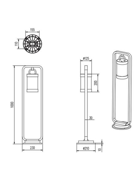 Poste Exterior SAMBESI Sensor Crepuscular Bombilla excl. 1xE27 max. 28W IP44 | LeonLeds
