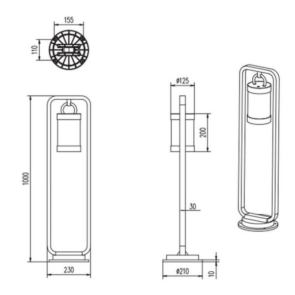 Poteau extérieur SAMBESI Ampoule à capteur crépusculaire excl. 1xE27 max. 28W IP44 | LéonLeds