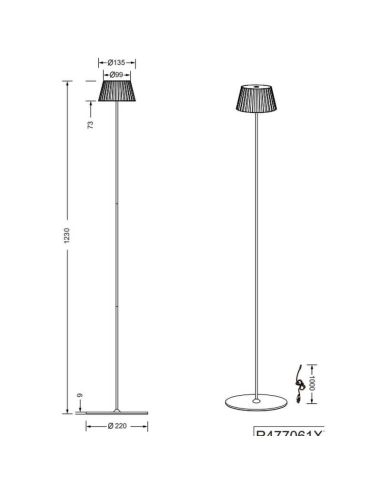 Lámpara de pie LED SUAREZ Regulable Sensor 1,5W Luz Cálida 3000K Blanco | LeonLeds
