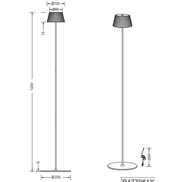 SUAREZ Lampadaire LED Dimmable Capteur 1,5W Lumière Chaude 3000K Blanc | LéonLeds