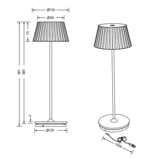 Candeeiro de Mesa LED com Base de Carregamento SUAREZ Regulável 1.5W 3000K IP44 Branco | LeonLeds