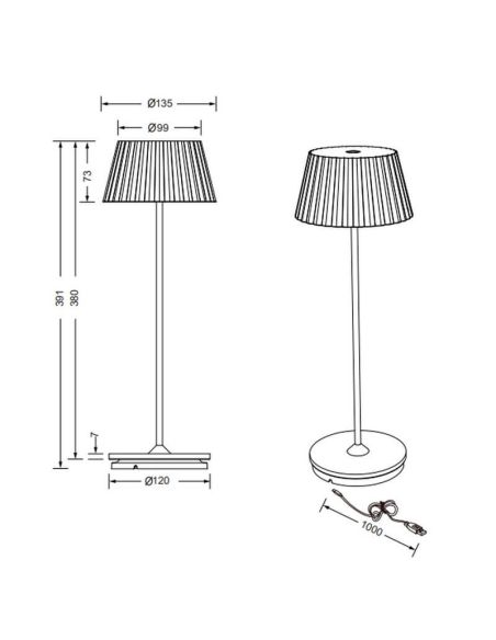 Lámpara de Sobremesa LED con Base para Carga SUAREZ Regulable 1,5W 3000K IP44 Negro | LeonLeds