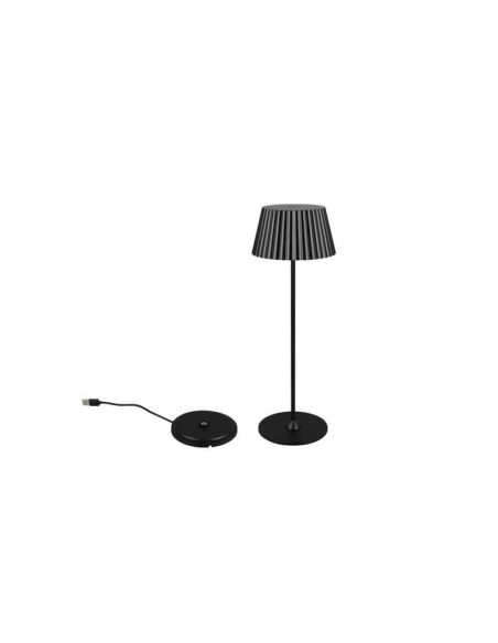 SUAREZ Lampe de Table LED avec Base de Charge Gradable 1,5W 3000K IP44 Noir | LéonLeds