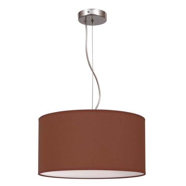 Lámpara de Techo Colgante Nicole Marrón Chocolate Wengue 40Cm Redonda Regulable en altura Textil Barata | LeonLeds